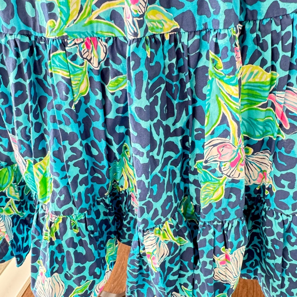 🦄Lilly Pulitzer Sz 12 Allison Dress Formentera Cheetah Turquoise Hot on the Spot - Picture 10 of 13